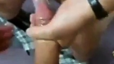 Two Guys Cum In One Condom