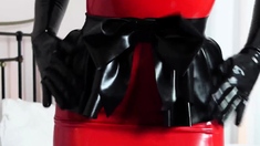 Latex slut solo anal masturbation