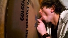 Twink Swallows Big Cock at Glory Hole