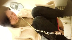 Cute amateur asian web cam girl playing with her toy