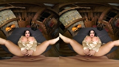 This brunette chick with nice big boobs and a pretty face is