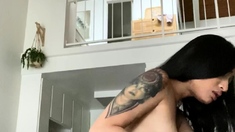 Lovely Amateur teen brunette masturbating outdoor