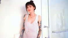 Wet T-Shirt Try-On Haul with a Stunning Tattooed Babe