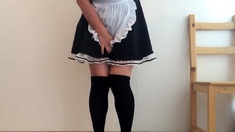 Cosplay Japanese Maid Pees in HD Homemade Video