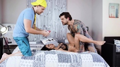 Brunette with big boobs begs for anal in sex euro video