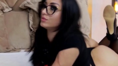 Cute Curly Brunette Solo Webcam Masturbation