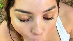 Amateur blowjob outdoor