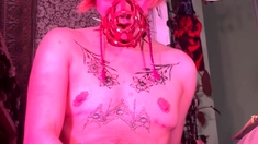 Amateur striptease and Solo masturbation