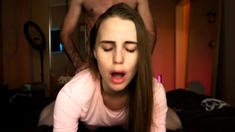 WATCH MY ORGASM FACE! Getting fucked from the back and cum
