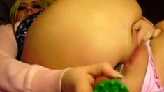 Wet amateur masturbates ass and pussy on webcam