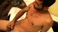 Hot Turkish straight guy wanks his big cock