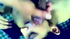 Arab Cum On His Gf Face