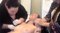 Young Girl gets Nipples Pierced