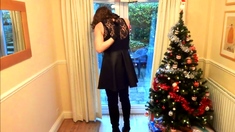 Alison in Thigh Boots - Wanking under the christmas tree