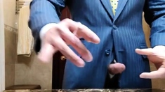 Str8 daddy jerking off in suit