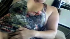 mom lowers her panties and shows her pussy