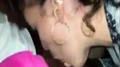 White girl sucks a strangers black cock after party