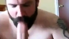 Bearded Daddy Sucks Big Hairy Cock