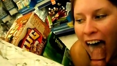 exciting, blowjob in supermarket