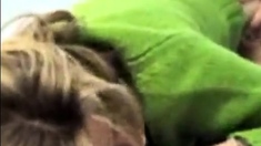 Blond fucked on a desk