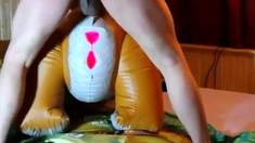 Inflatable deer toy fuck cum inside