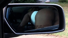 Black slut sucking dick in front seat of car