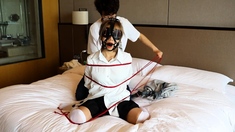 Chinese bondage - Cute girl hogtied