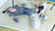 Frogtied in transparent vacbed